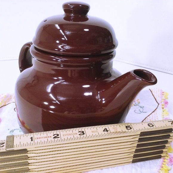 Vintage 1983 Rondo Gailstyn Japan Collectible Teapot Round 'Brown Betty' 6-cup - Picture 6 of 10